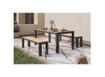 Ambia Garden Gartentischgruppe , Grau, Teak , Holz, Metall , Teakholz , massiv , 162x74x170 cm , Gartenmöbel, Gartenmöbel-Sets