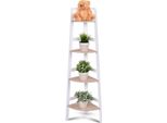 Costway Scaffale D'angolo Scaffale Da Bagno Scaffale In Piedi Scaffale A Muro Scaffale Per Libri Scaffale Per Archivi Scaffale In Legno Scaffale Decorativo 4 Livelli