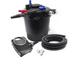 Set Completo Sunsun: Filtro A Pressione Per Laghetti CPF-20000 Fino A 10000 L Con Chiarificatore UV-C Da 11 Watt, Pompa Per Laghetti NEO8000 Supereco 8000L/H 70W, Tubo Flessibile Per Laghetti Da 10 M 38 Mm (1 1/2"), Fascette Stringitubo W1 44-47Mm"
