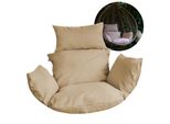 Cuscino Per Sedia Sospesa, Cuscino Per Altalena In Polyrattan / Rattan, Cesto Per Altalena, Cesto Per Altalena, Solo Cuscino, Cuscino Per Schienale - Grigio Chiaro - Beige