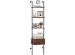 Costway Libreria A 5 Livelli Con Cassetto 177,5 Cm Di Altezza Libreria A Parete Con Struttura In Metallo Scaffale Espositivo Industriale Marrone