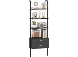 Costway Scaffale A 6 Livelli Con 2 Cassetti, Libreria A Parete Alta 184 Cm Con Struttura In Metallo, Ripiano Aperto Per Riporre Oggetti Nero