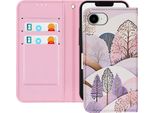 Avizar, Custodia Per Iphone 16E Motivo Paesaggio Colorato Cinturino A Mano Porta Carte, Colorato
