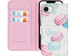 Avizar, Custodia Per Iphone 16E Motivo Macarons, Tracolla Per Carte Di Credito, Bianco