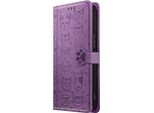 Avizar, Custodia Flip Per Iphone 16E Design Portafoglio Gatto E Cane, Viola