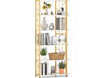 Costway Scaffale A 6 Livelli, Libreria Geometrica Moderna Con Struttura In Metallo Pesante, Espositore Indipendente Con 2 Kit Antiribaltamento Bianco