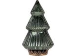 Clayre & Eef Decorazione Natalizia Con Illuminazione A Led Albero Di Natale Ø 13X23 Cm In Vetro Verde
