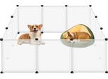 Jnglgo Recinto Esterno In Rete Per Conigli, Gabbia Per Porcellini D'india, Gabbia Per Piccoli Animali, Recinto Per Cuccioli, Recinto Per Animali Liberi Per Uso Interno Ed Esterno, 145X75X48 Cm, Trasparente