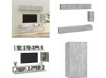 Vidaxl Set Di 6 Pezzi Di Mobili Tv In Cemento Grigio A Base Di Legno - Mobile Tv - Mobili Tv - Mobili Tv - Mobili Tv
