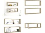 Vidaxl Mensole A Cubo 2 Pezzi Rovere Sonoma 80X15X26,5 Cm Materiale A Base Di Legno - Mensola A Muro - Mensole A Muro - Mensola Galleggiante - Mensole Galleggianti