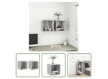 The Living Store Armadi A Muro 2 Pz. Grigio Cemento 37X37X37 Cm Materiale A Base Di Legno