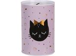 Clayre & Eef Salvadanai Ø 10X15 Cm Gatto Rosa In Metallo