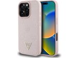 Custodia Guess Grained Hot Stamp Peony Triangle Logo Magsafe Do Iphone 16 Pro RóżOwy
