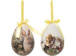 Ciondolo Pasquale Clayre & Eef Set Di 2 Uova Ø 11X15 Cm In Plastica Multicolore Coniglio