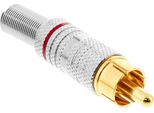 Inline® 99110O Cinchstecker LöTversion, Metall Silber, Ring Rot, FüR 6Mm Kabel