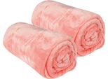 Coperta "Celina"" In Confezione Da 2 - Coperta Soffice Di Alta Qualità, 70 X 100 Cm - Salmone"
