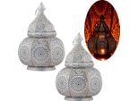 Set Di 2 Lampade Orientali A Lanterna Lampada Da Tavolo Lamisa Bianco