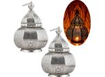 Set Di 2 Lanterne Orientali Lampada Da Comodino Mahana Argento