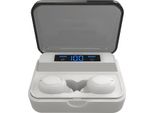 Bluetooth 5.0 Cuffie Mini Lcd In-Ear Cuffie Senza Fili Binaural Talk Ad Alta Capacità Earbuds Bianco