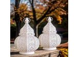Set Di 2 Lanterne Orientali Decorate Maha White