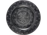 Oriente Orientale Marokkanisches Vintage Vassoio Da Portata Vassoio Nero Tondo