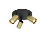 Plafoniera Rotonda Ottone-Nero Ø22Cm Tre Faretti Mobili Per Soggiorno Cucina 3Xgu10 10W Nesto Italux