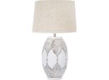 Mauro Ferretti Lampada Da Tavolo Atene Ovale E27 Ø 38X67 Cm Bianco Lavato Marrone