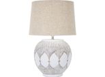 Lampada Da Tavolo 38 X 59 X 38 Cm In Resina Metallo Tessuto Bianco Beige