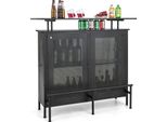 Costway Tavolo Da Bar Cucina, Bancone Da Cucina Con Vano Portaoggetti E Poggiapiedi, Bancone Da Bar Con Struttura In Metallo, Piedini Regolabili, 120 X 50 X 106,5 Cm, Nero