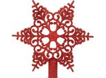 Topper Per Albero Di Natale - A Forma Di Stella - 20 X 20 Cm - Rosso