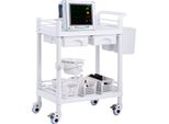 Carrello Da Laboratorio Vevor A 2 Livelli, Carrello Da Laboratorio Con 2 Ripiani, 2 Cassetti E 4 Ruote Silenziose, Carrello Medico Mobile In Materiale Pp, Carrello Da Laboratorio Con 3 Cestini Per Laboratorio, Clinica, Ospedale, Salone, Bianco