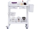 Succebuy Carrello Da Laboratorio A 2 Piani, Carrello Multiuso Con 2 Vassoi, 2 Cassetti E 4 Ruote Silenziose, Carrello Medico Mobile In Materiale Pp, Carrello Con 3 Cestini Per Laboratorio, Clinica, Bianco