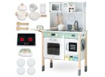 Cucina Per Bambini In Legno Mamabrum Con Lavatrice Lavastoviglie Lavagna E Accessori - Piatto Interattivo E Microonde Luce Suono - Regolabile