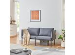 Divano A 2 Posti 'Kamar' Imbottito Con Cuscini Di Schienale 69 X 158 X 63 Cm Grigio Scuro