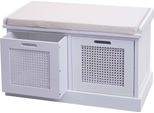 Panca HWC-J49, Panca Imbottita Panca Armadio, Cuscini Portaoggetti Vano Portaoggetti 47X75X40Cm ~ Bianco, Rivestimento Bianco Panna
