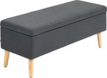 Homcom Panca Panca Imbottita Con Vano Portaoggetti Panca Da Letto Con Aspetto Lino Per Corridoio Camera Da Letto Soggiorno Legno Di Caucciù Grigio Scuro 110 X 39 X 45 Cm