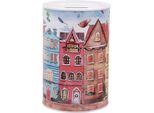 Clayre & Eef Salvadanai Ø 10X15 Cm Case In Metallo Rosa