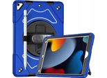 Custodia Per Ipad 9/8/7 10,2" Con Supporto E Tracolla Blu"