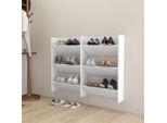 The Living Store Scarpiere A Muro 2 Pz. Bianco 60X18X90 Cm Materiale A Base Di Legno
