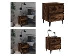 Vidaxl Comodino Con Gambe In Metallo Rovere Affumicato 40X35X50 Cm - Comodino - Comodini - Mobile Da Letto - Tavolino