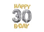 30. Palloncini In Alluminio Per Compleanno Happy Birthday 4 Pezzi Oro-Argento