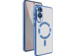 Avizar, Custodia Magsafe Per Samsung Galaxy S25 Edge In Silicone Con Cornice Cromata, Blu