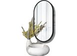 Specchio Da Trucco Ovale Con Cornice In Metallo, Da Parete, Design Decorativo, Nero, 50X100Cm