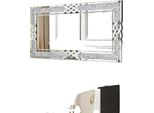 Specchio Da Parete, Forma Rettangolare, Superficie Decorativa Scintillante, Argento 90X60Cm
