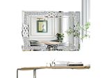 Specchio Da Parete, Forma Rettangolare, Superficie Decorativa Scintillante, Argento 120X60Cm