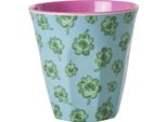 Tazza In Melamina Rice Media Azzurra Con Motivo A Quadrifoglio