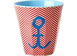 Tazza In Melamina Rice Media Rossa Con Motivo Ad Ancora