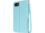 Avizar, Custodia In Carbonio Per Iphone 16E Con Portafoglio, Supporto E Cinturino Da Polso, Blu Chiaro