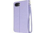 Avizar, Custodia In Carbonio Per Iphone 16E Con Portafoglio, Supporto E Cinturino Da Polso, Lavanda