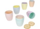 Set Di 6 Tazze Da Moka Pastello In Gres Color Pastello Da 150 Ml 6 Pezzi